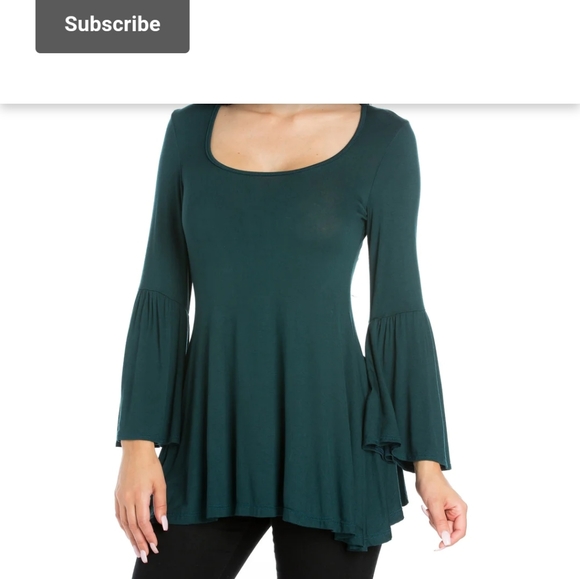 24seven - LONG SLEEVE FLARED TUNIC TOP - HUNTER GREEN - SZ 1X - Picture 2 of 2